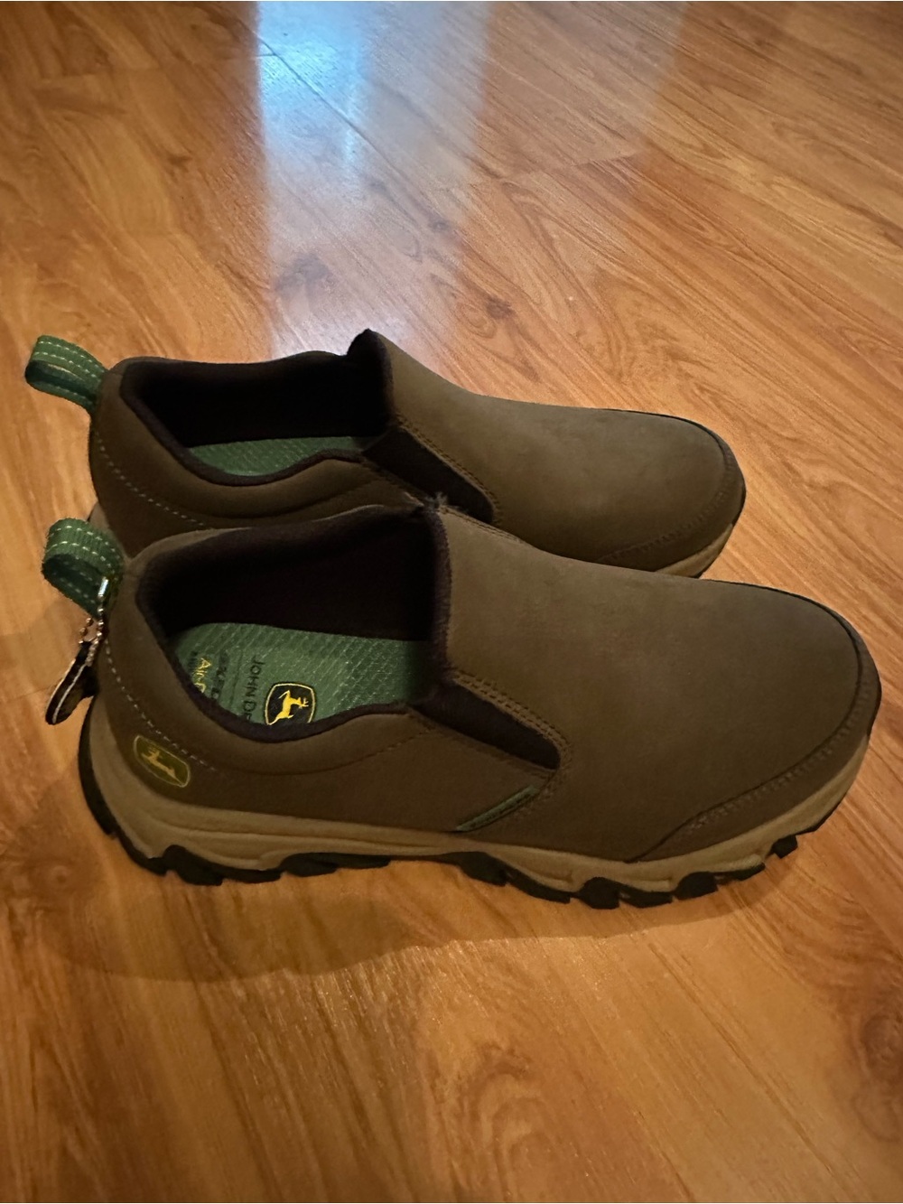 John Deere Olive Green Slip-On Work Loafers for Men